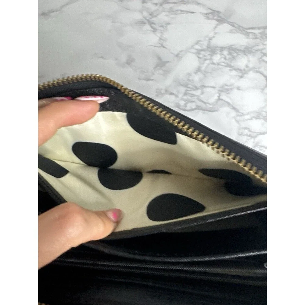 kate spade new york Black Women's Zip-Around Wallet, Folding, Credit Card, Logo